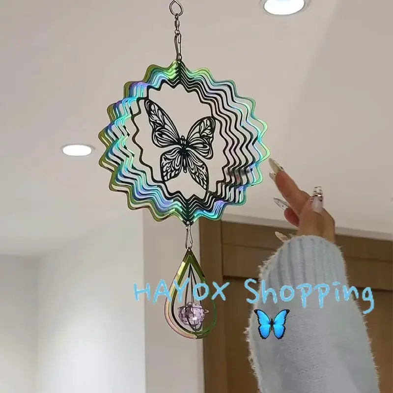 3D Butterfly Wind Chimes，stainless Steel Sun Catcher Stained Mandala Wind Chimes Pendant Garden Home Decoration Wind Spinner 2
