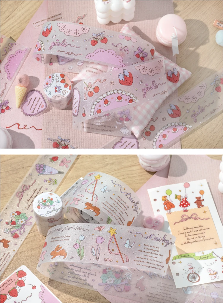Journal GO 5,5 x 200 cm Märchenprinzessin PET-Klebeband, vorgeschnitten, niedliche Grußkarte, dekoratives Abdeckband, DIY-Aufkleber, Scrapbooking – Detail 12