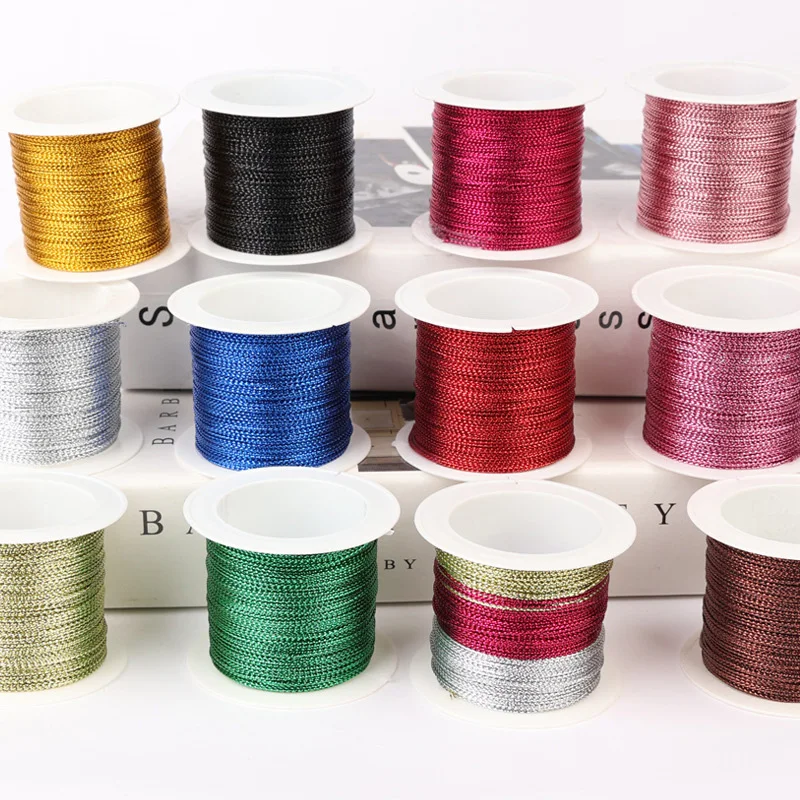 Golden Wire Rope 1mmx20m Hanging Tag Rope Golden Scallion Thread Colorful Round Core Rope Eight Strand Gift Decoration DIY Handm