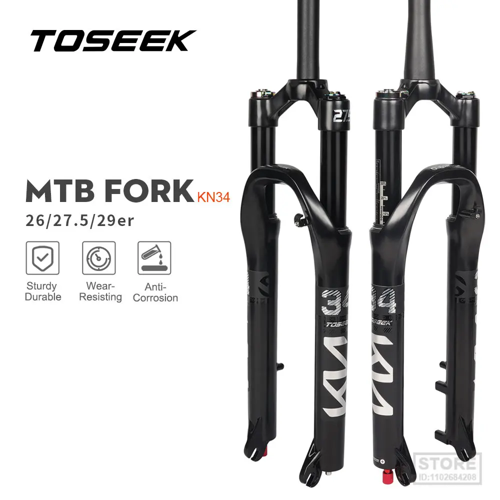 

TOSEEK KN34 Magnesium Alloy MTB Bicycle Fork 26/27.5/ 29er Inch Mountain Bike RL120mm Air Suspension