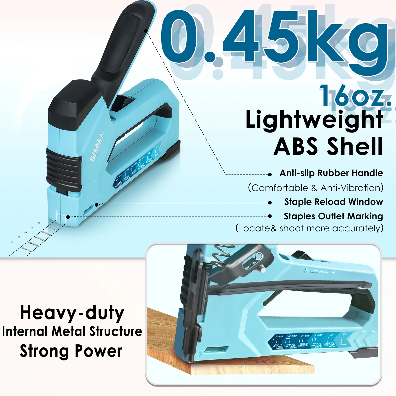 SHALL 6-in-1 Nail Gun Heavy Duty Upholstery Stapler Nail Gun with 4000 Counts Staples Manual Brad Nailer Staple gun for home DIY 4
