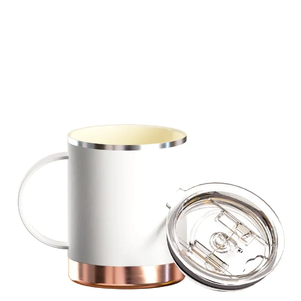 

Ultimate Stainless Steel Ceramic Inner Coating Coffee Mug with Double Walled Copper Lining Insulation,12 Ounces (White) mugs