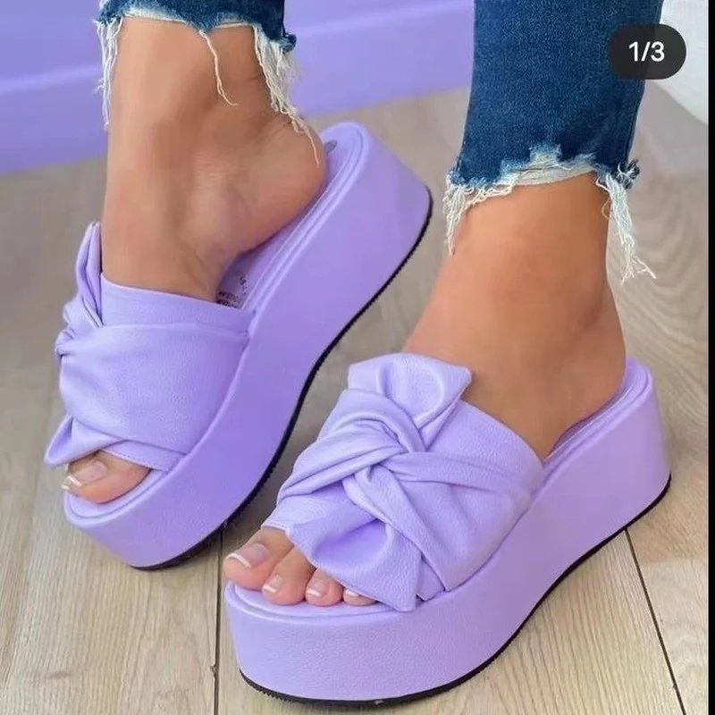 2023 New Summer Platform Sandals for Women Fashion Casual Hemp Wedges Slippers Thick Sole Open Toe Outdoor Beach Woman Walking