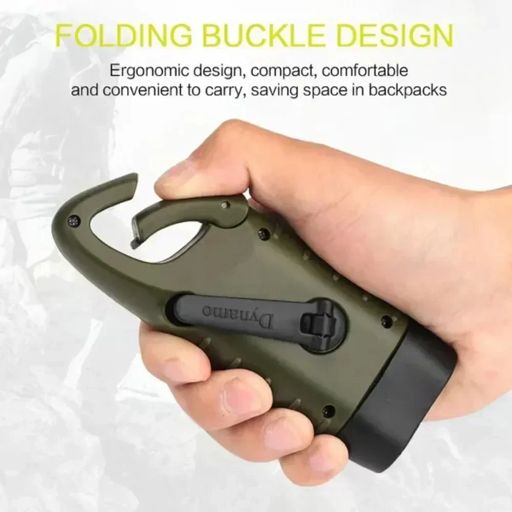 Hand Crank Rechargeable Torch Self-Generating Solar Dual-Use Equipment Long-Distance Shooting Spare Multifunction Lighting Tool