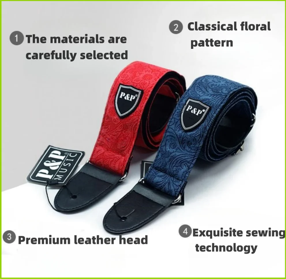 Enhanced Denim Cotton Guitar Strap – Adjustable & Padded for Comfort