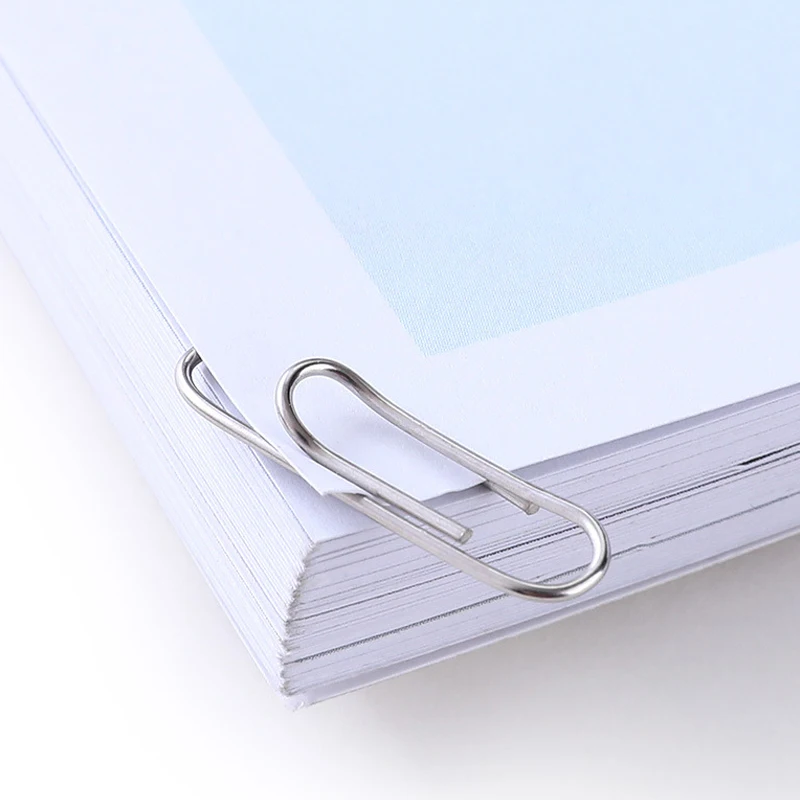 200PCS 학생 스테인레스 스틸 북마크 종이 클립 종이 클립 서류 정리용 실버 종이 클립 사무실 학교 용품