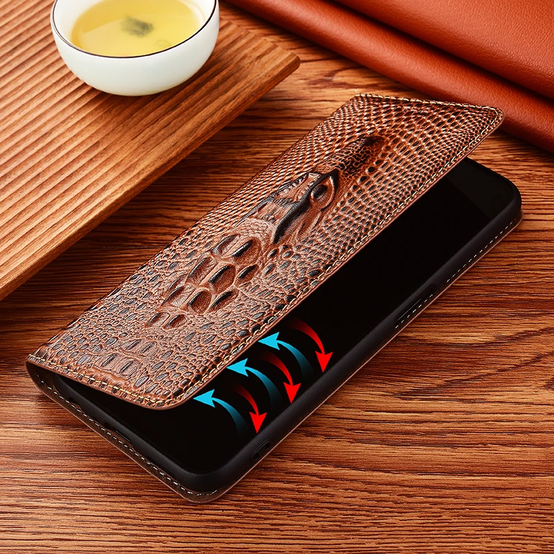 Crocodile Genuine Leather Magnetic Flip Case For iPhone 14 11 12 13 Pro XS Max Mini X XR 5s 6 6s 7 8 Plus All-inclusive Cover