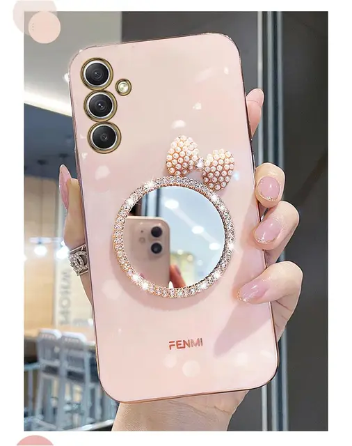 Funda de teléfono con espejo de maquillaje, carcasa con diamantes brillantes para Samsung Galaxy A05, A05S, A14, A54, A04, A34, A24, M14, 4G, 5G - Image 2