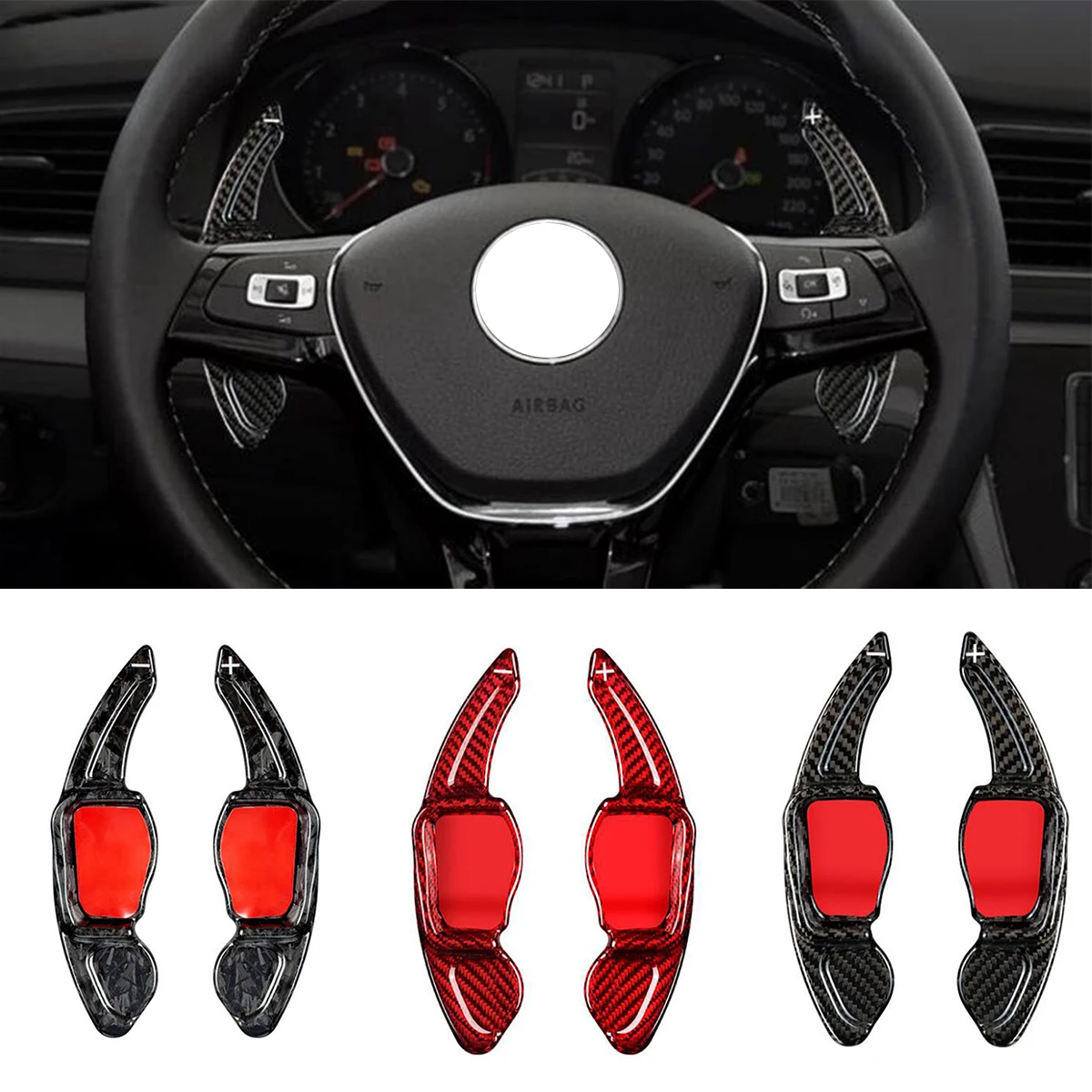 

2Pcs Real Carbon Fiber Car Steering Wheel Shift Paddle For Volkswagen Golf6 MK6 Tiguan Cross Lavida Scirocco R36 R20 Tourag