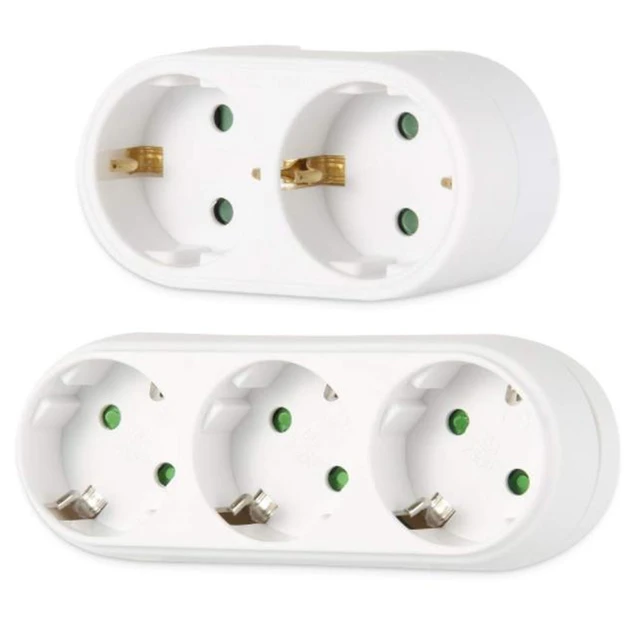 HOT！Socket Adaptor Double 1 SCHUKO/ 2 Euro Plug with Socket