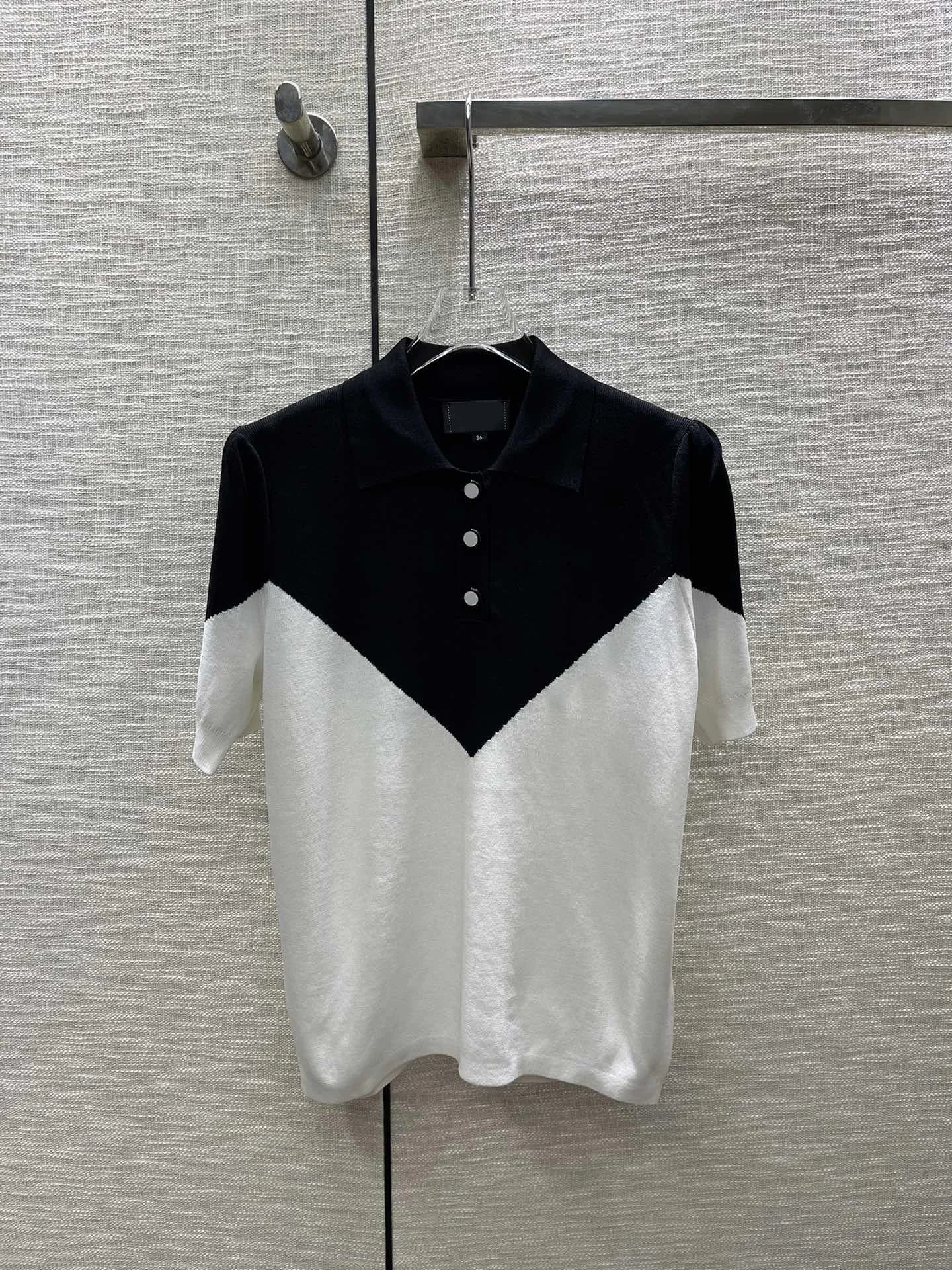 

2023 Lapel knitted short sleeve girl elegant and senior thin fashion