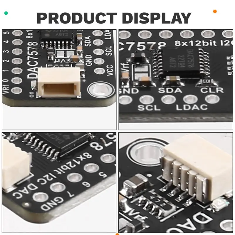 DAC7578 STEMMA QT 모듈 STEMMA QT/Qwiic 3V - 5V 12비트 고정밀 디지털-아날로그 변환 30Mmx17.8Mmx5mm