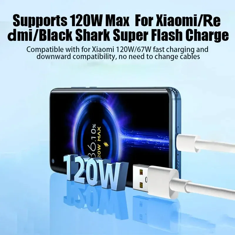 Xiaomi 120W USB Type C Cable Tipo 6A 67W Turbo Fast Charging For Mi 17 Pro...