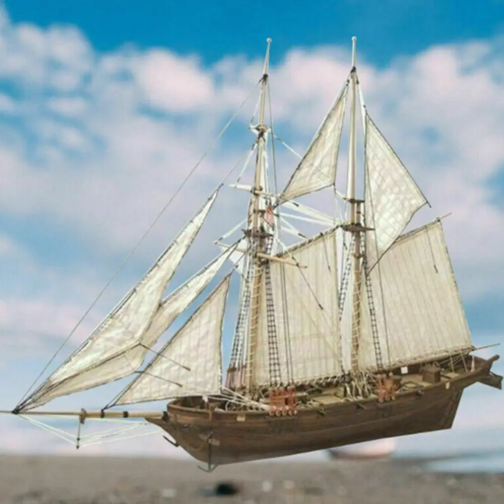 1:100 Scale Wooden Ships Model Home Decoration Eduacational Boat Assembly Ancient Sailboat Handmade Wooden Sailing Boat