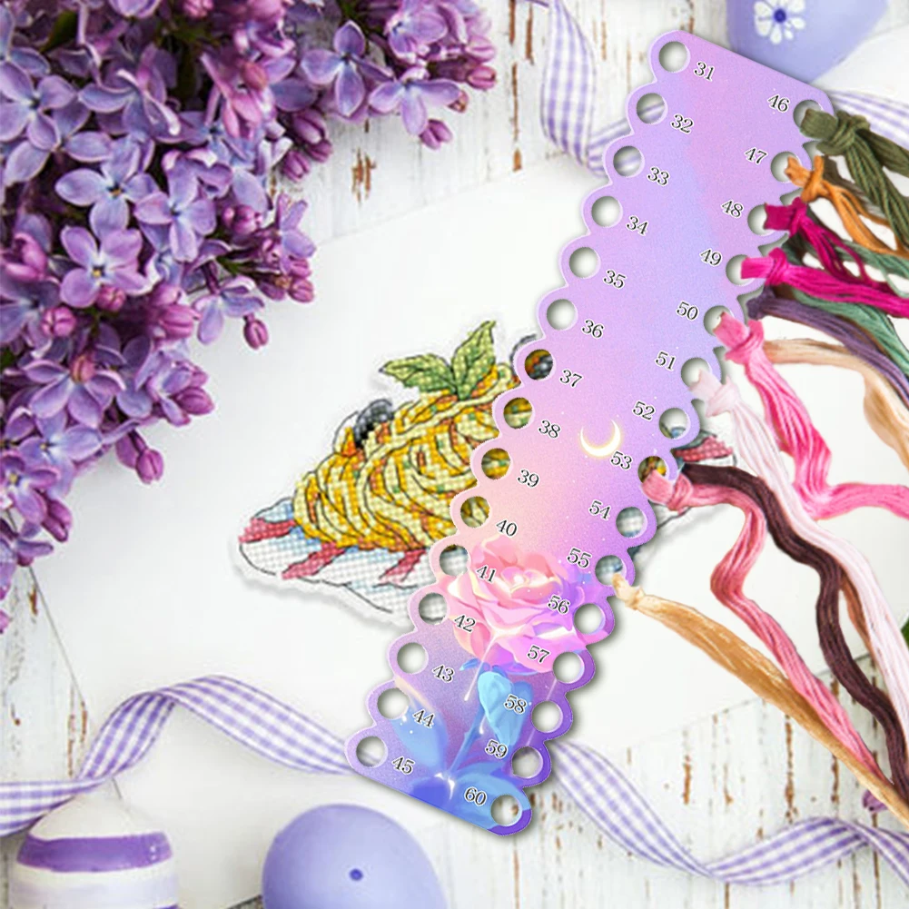 2pcs Cross Stitch Row Line Board Knit Tools Accessory 30-Hole Embroidery Thread Organizer Acrylic for Sewing Needlework Knitting