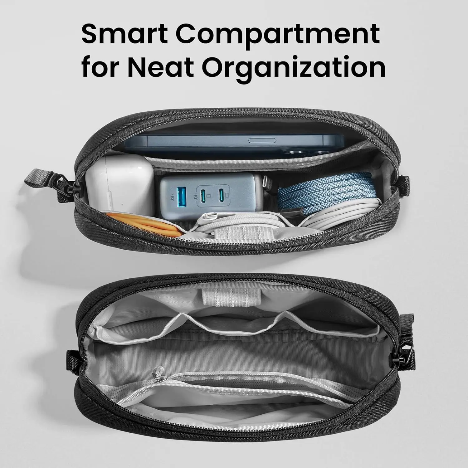 Electronics Organizer Travel Case, Cable Organizer for Essentials,  Storage for Cord, Phone, Cables, Airpods, USB Flash Drive - 2