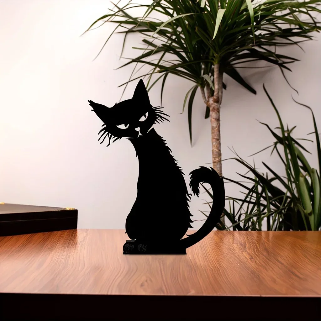 

metal iron , Metal Cat Desktop Decoration, Desktop Metal Artwork Home Decor, Bookends Decoration, Halloween Decoration Wall Deco