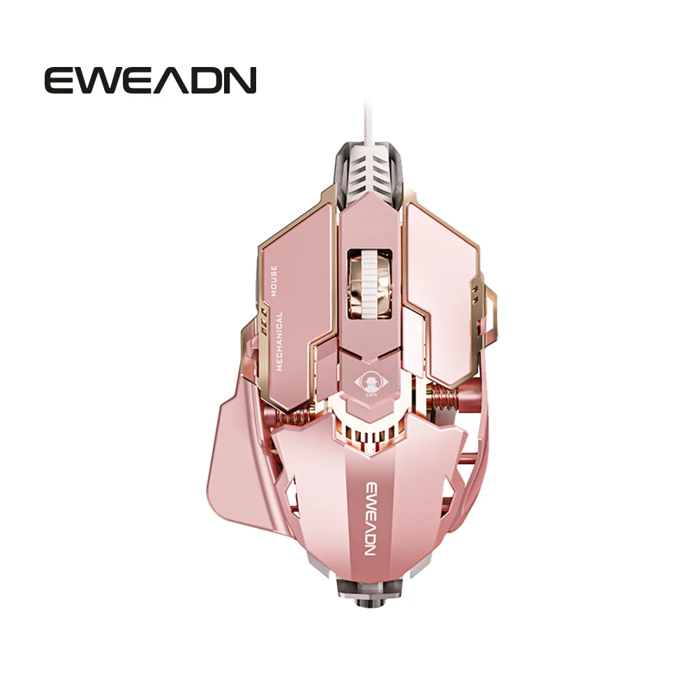 ماوس ألعاب سلكي USB EWEADN G5 صامت أو مسموع اختياري، مفاتيح وظيفة ماكرو، لسطح المكتب والكمبيوتر المحمول والكمبيوتر والمدرسة