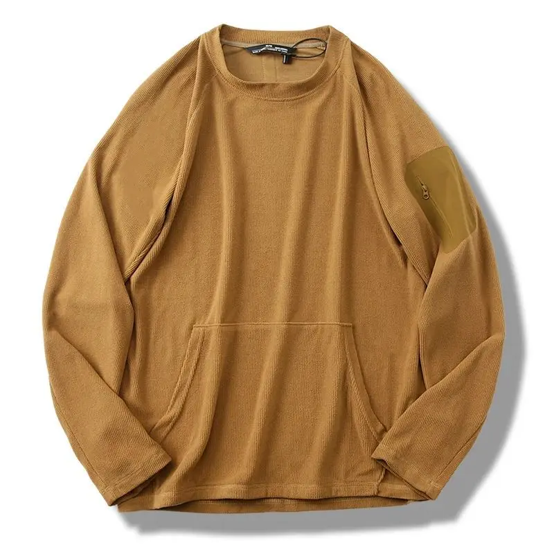 thumbnail image 1 of Camiseta básica deportiva y de ocio con bolsillo de primavera y otoño para hombre, camiseta larga con capucha, 1 of 5