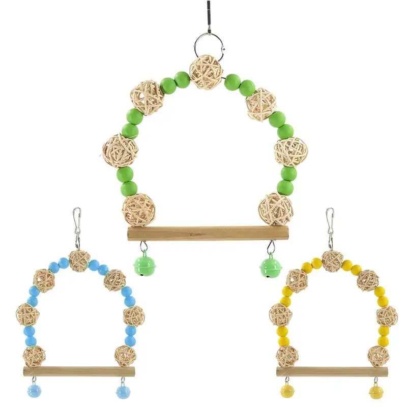 

Wooden Perch Swing Toy Vibrant Parrot Swing Perch Candy color bird toy Bird Climbing Stand Toy for love birds entertainment
