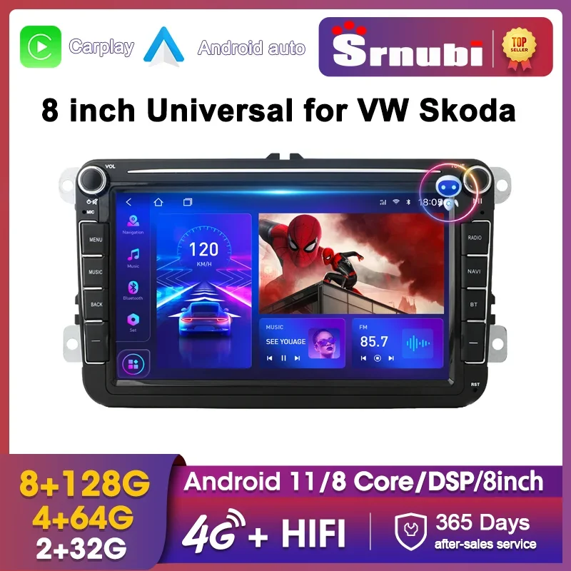 

Srnubi Android Car radio For Volkswagen VW Passat CC Tiguan Touran GOLF Skoda Octavia 2Din 4G WIFI Carplay Navigation Head Unit