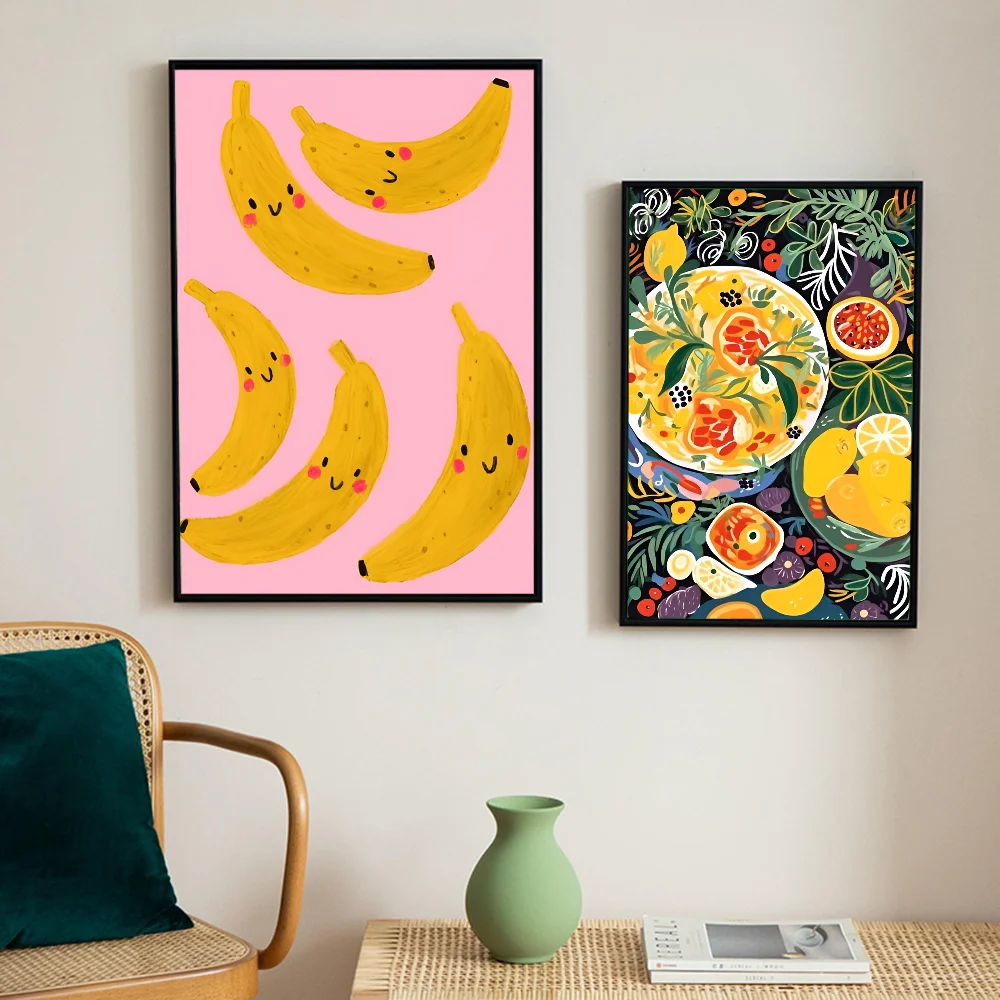 

Happy Food Poster Self-adhesive Art Poster Retro Kraft Paper Sticker DIY Room Bar Cafe Vintage Decorative