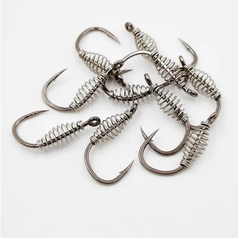 

10pcs/lot High Carbon Steel Spring Fish Hook 3#-15# Barbed Swivel Carp Explosion Hooks Jig Fly Fishing Hook Fishing Accessories