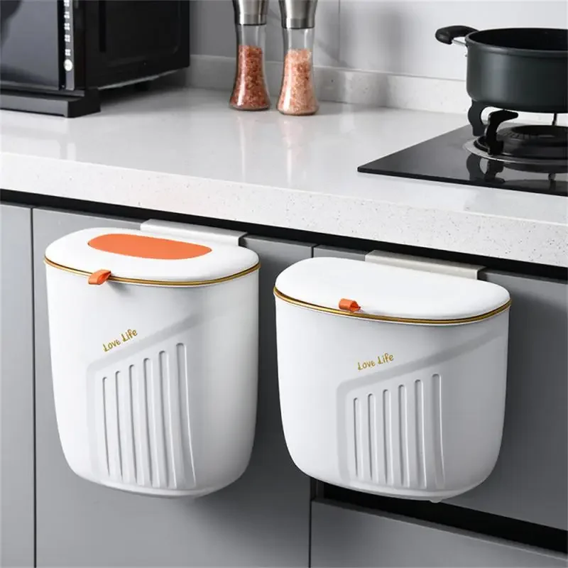 Hanging Trash with Lid Household Kitchen Bathroom Wall-mounted Garbage Can Portable Storage Bucket Home Large Capacity Dustbin