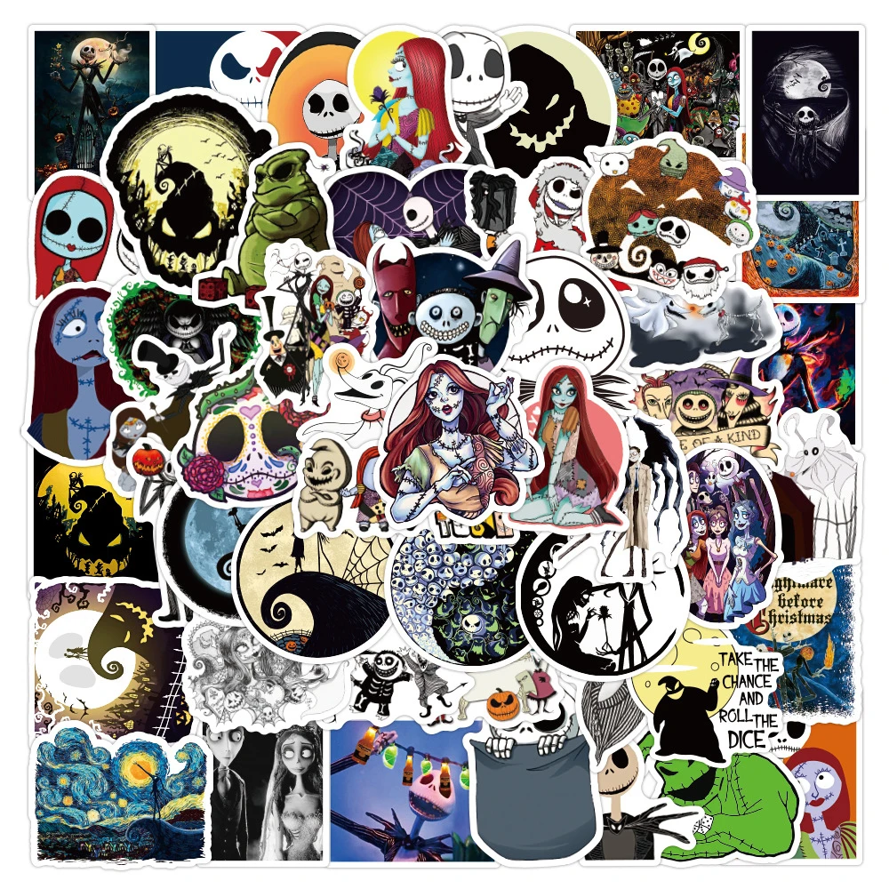 

10/30/50pcs Movie Nightmare Before Christmas Stickers Horror Halloween Decal Laptop Skateboard Luggage Car Cool Sticker Kid Toy