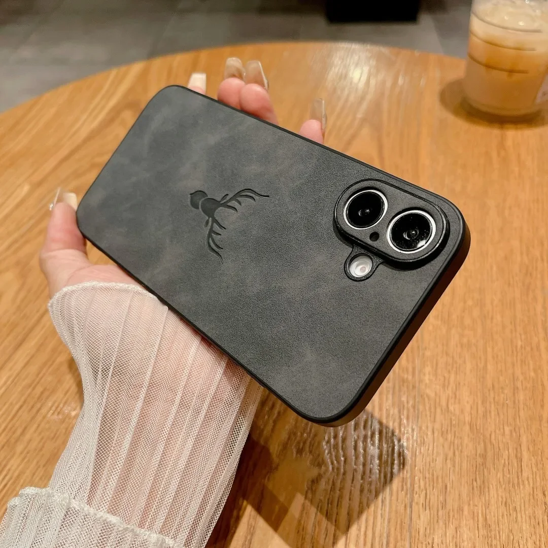 Embossed Deer Case PU Leather Full Camera Protection Cover