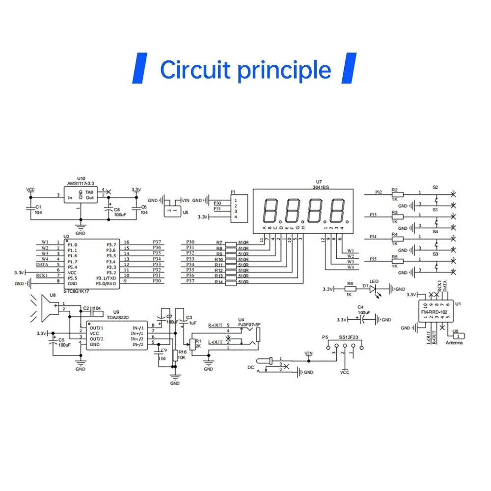 Valmis tee-se-itse FM-radio täysin koottuna ja päällä