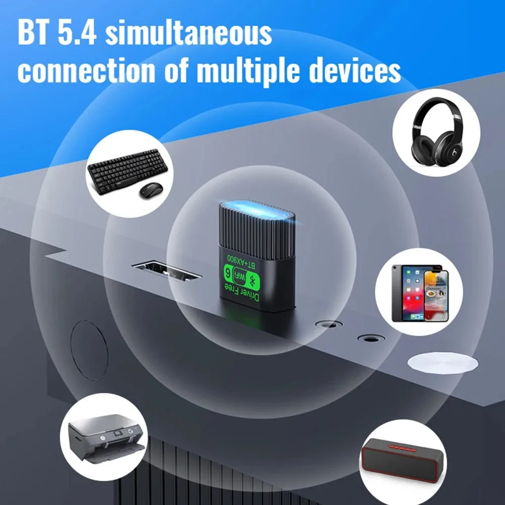 KEBIDU AX900 USB WiFi 6 블루투스 5.4 어댑터 듀얼 밴드 2.4G 및 5GHz USB 네트워크 무선 WiFi 수신기 드라이버 무료 Win 10/11용 ,AX900 USB WiFi 6 Blu