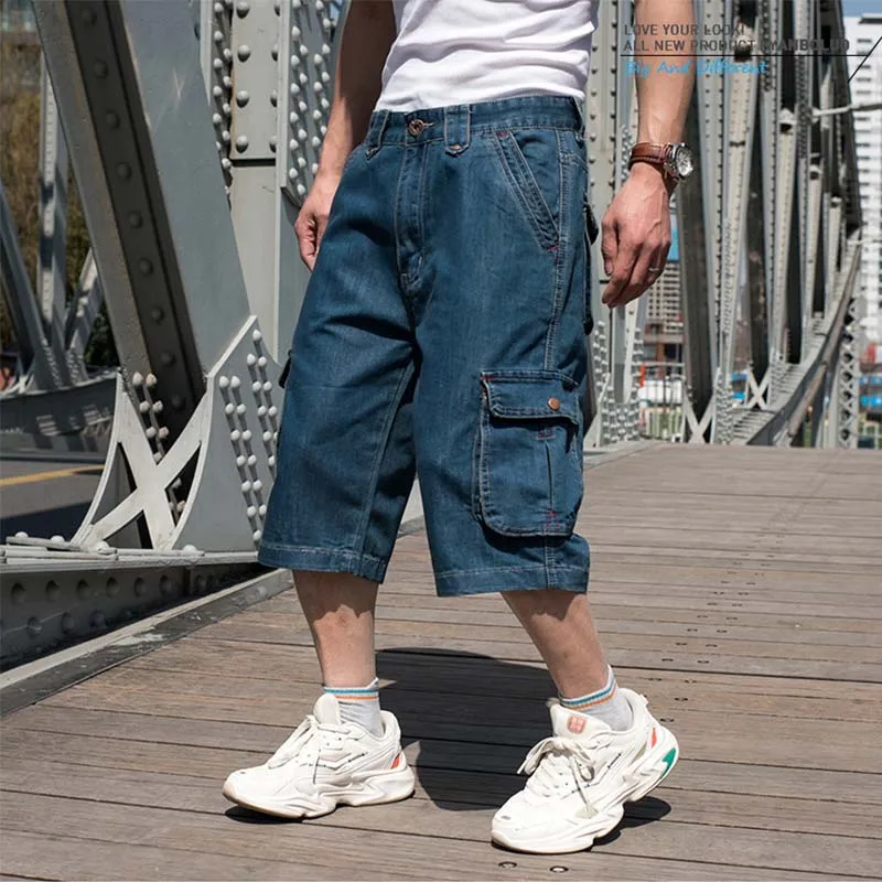 Blue Jean Shorts Men Pockets | Shorts Denim Men Pockets | Cargo Denim Shorts  Male - Casual Shorts - Aliexpress