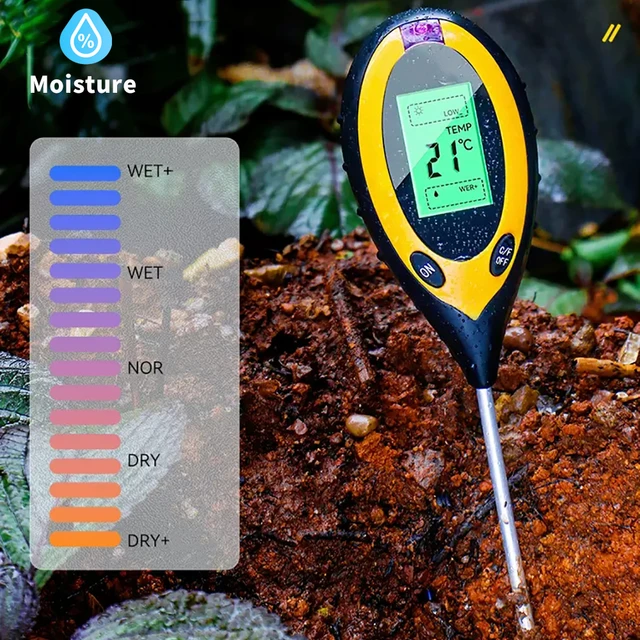 Soil PH Meter, 4 In 1 Soil Tester Moisture, Digital Plant Moisture Meter  With PH/Temperature/Light, Soil Moisture Meter - AliExpress