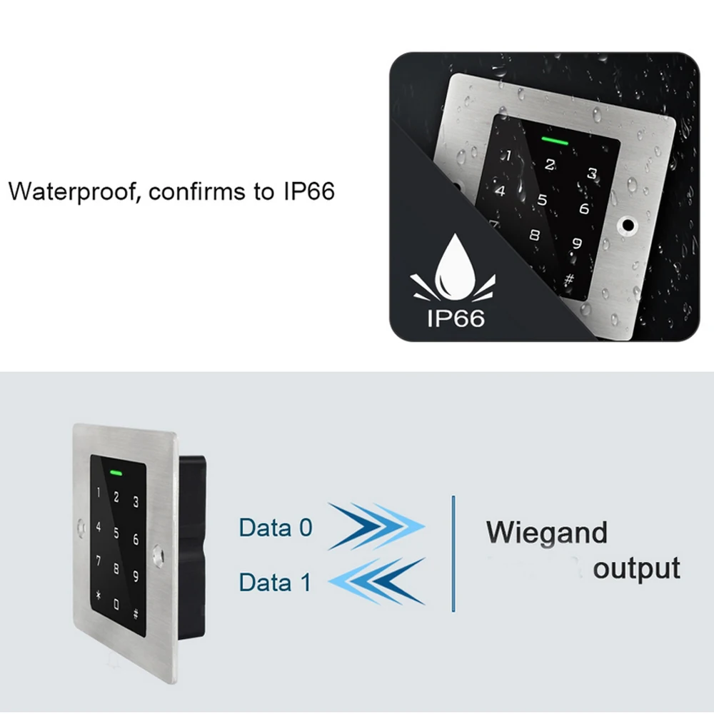 Embedded Metal Access Control System Kits Waterproof 125KHz RFID Reader 1000 Use