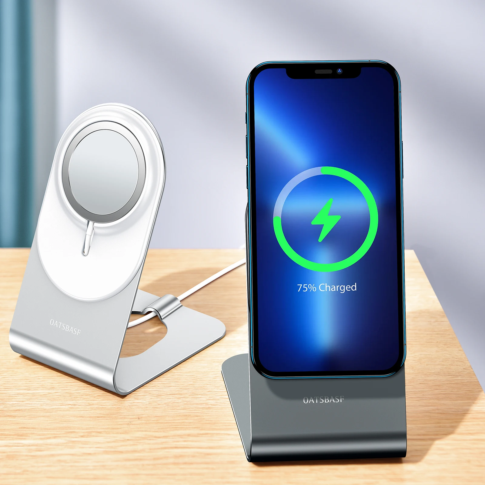 Eary Magnetic Wireless Charger Stand For iPhone 15 14 13 Pro Max Phone Holder Aluminum Metal Wireless Charging Dock Station Base