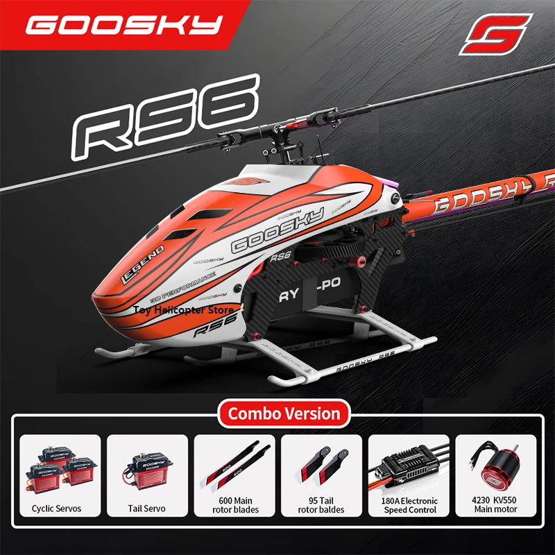 GOOSKY RS6 콤보 전문 RC 헬리콥터, 600급 3D 곡예 비행, 탄소 섬유 및 금속 구조, 성인용 RC 항공기 RT