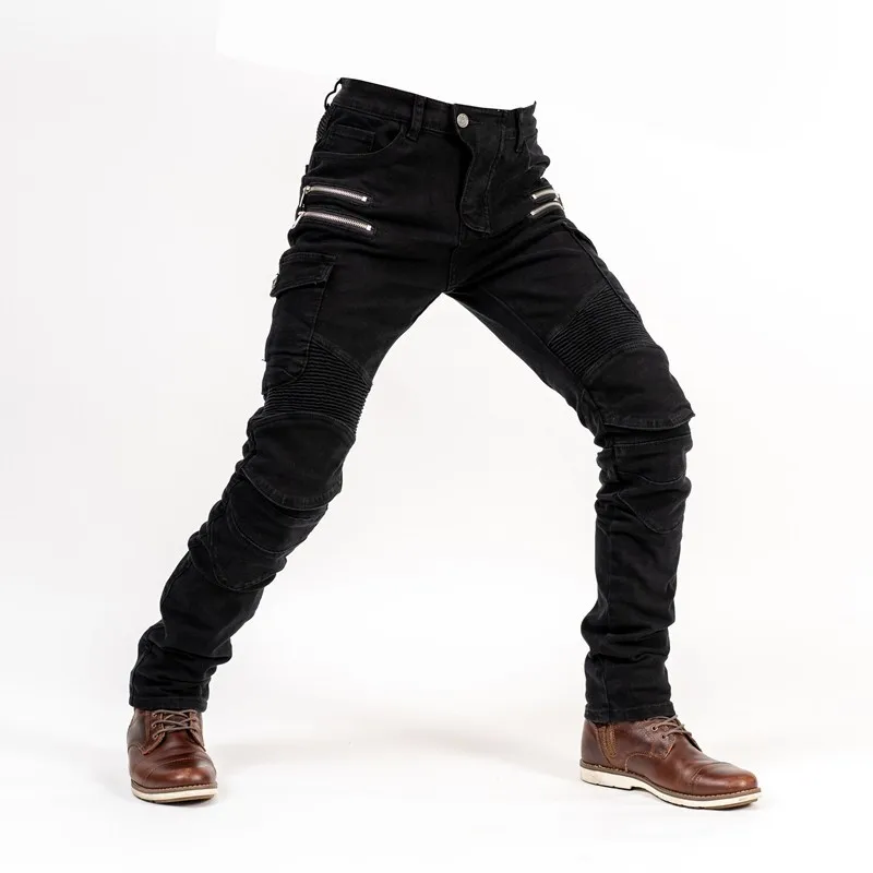 Casual Men's Cycling Motorcycle Full Black All-Season Ball Sports Storage Cotton Casual Bicycle Pants