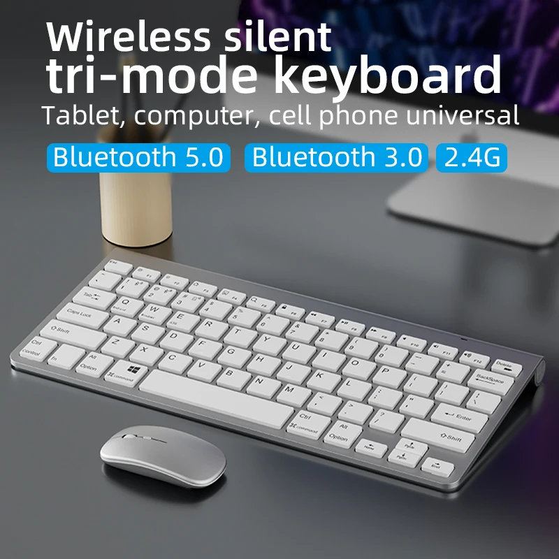 24GWirelessKeyboardandMouseMiniProtableSilentMiceRussian