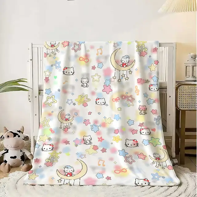 Kawaii Hellos Cat Fluffy Soft Blankets for Bed Home Blanket Custom Bedroom Decoration Bedspread the Sofa Throw Warm Winter Knee