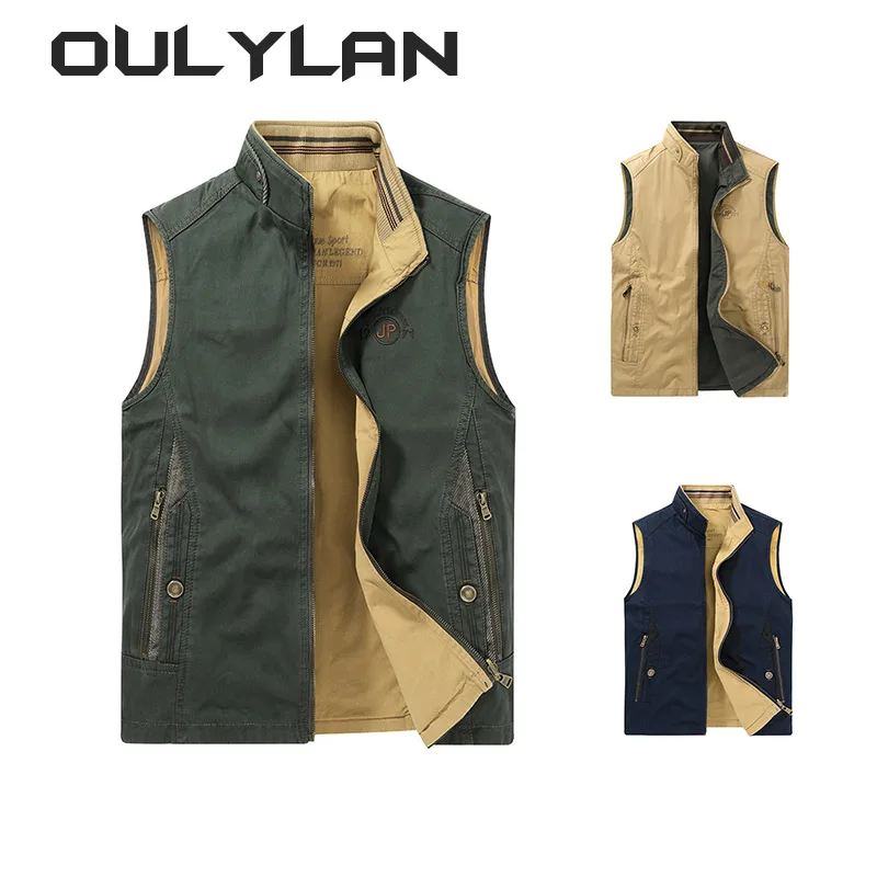 Oulylan Men's Vest Casual Clothing Fashion Thermal Business Jackets Man Autumn Sleeveless Jacket Tactical Work Vests