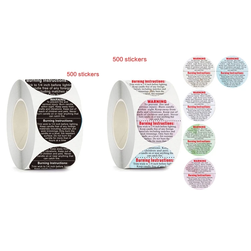 Candle Warning Stickers 1.5 inch Round Candle Jar Container Labels