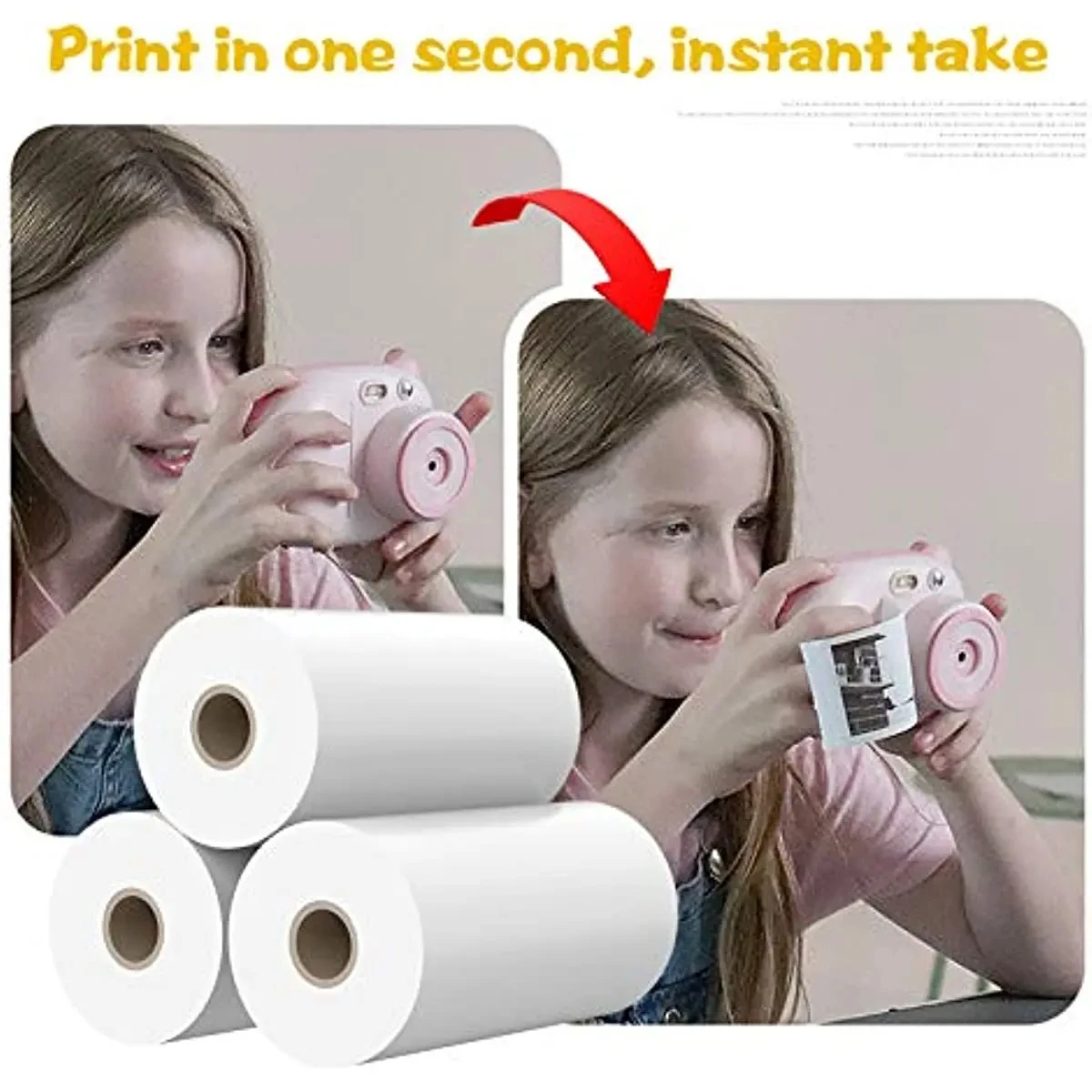 Instant Camera Refill Paper Instant Camera Paper 57x30mm Thermal Print Paper Instant Camera Refill 6 Rolls Most Kids Instant Camera Supplies
