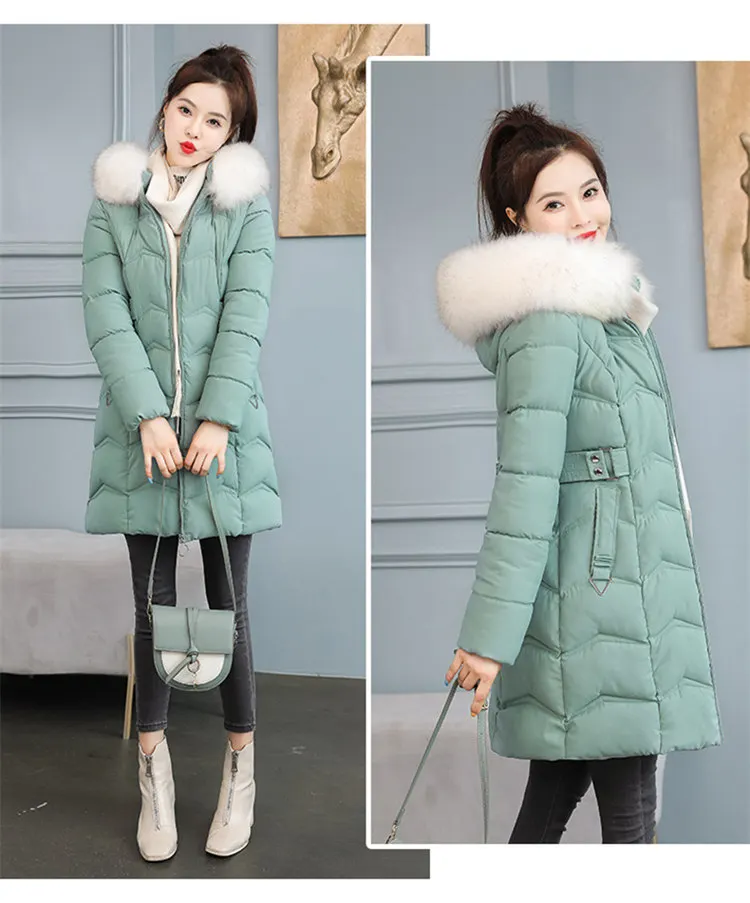 Winter Down Cotton Coat Women 2022 New Korean Version Temperament Slim Mid-length Jacket Hooded Thickened Warm Jackets N1578 long down coat womens