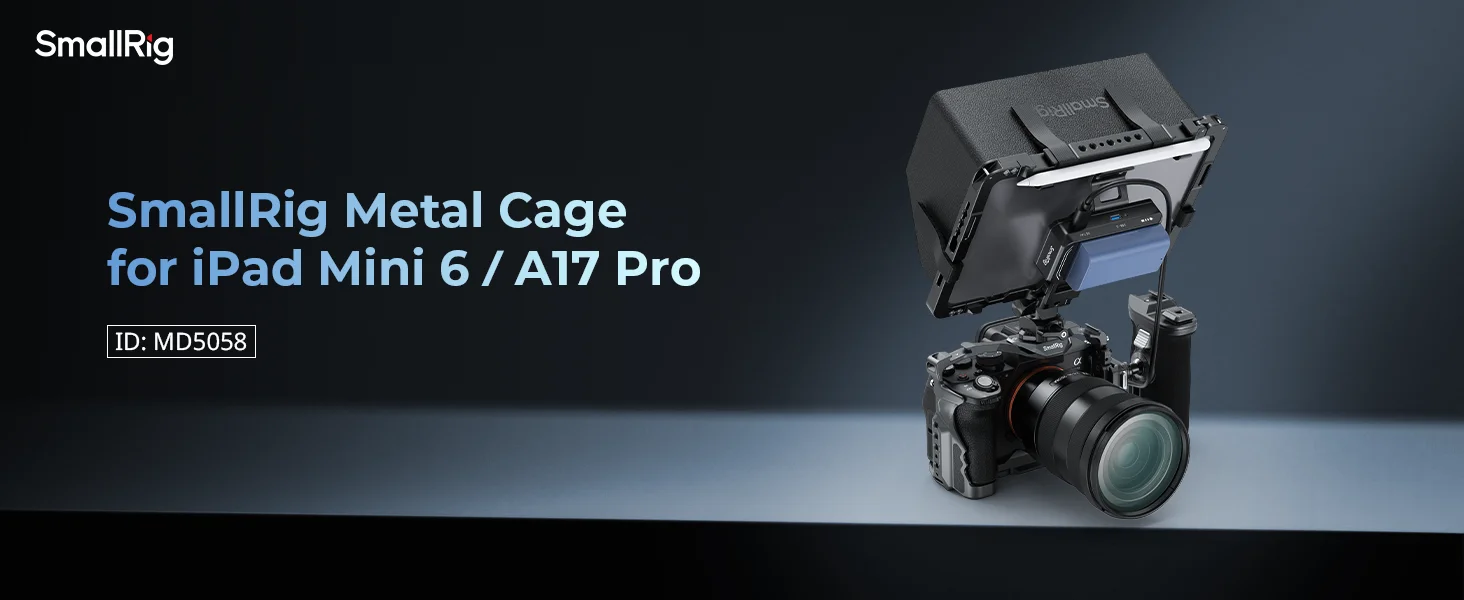 SmallRig Cage für iPad mini 6/A17 Pro mit abnehmbarer Klettverschluss-Sonnenhaube, kompatibel mit Schnellverschluss-Griffen -MD5058 – Detail 1
