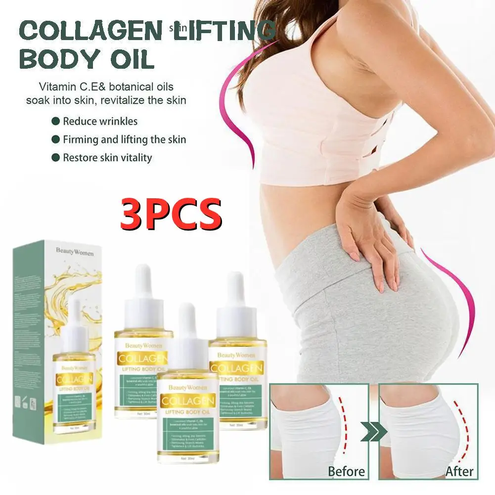 

3PCS Collagen Lifting Body Oil Increase Elasticity Breast Lifting Firming Skin Massage Women Sexy Care Enhancer Oils Essential