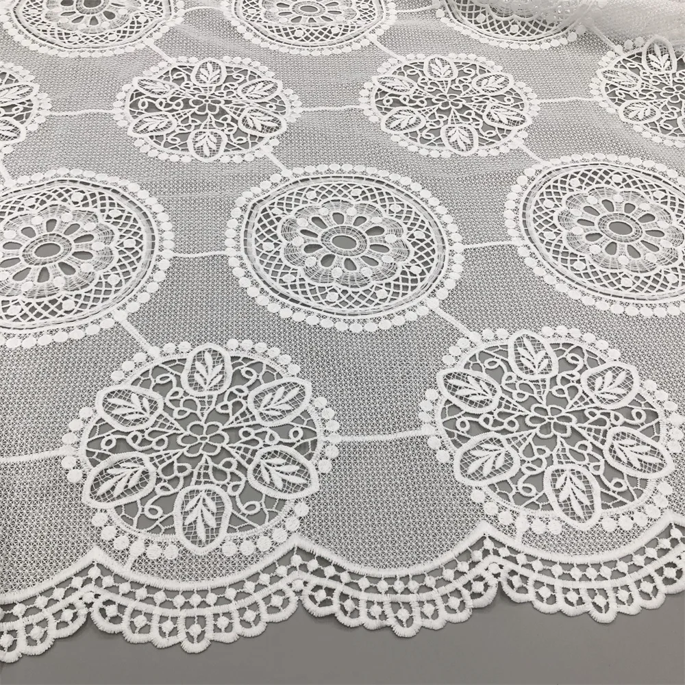 Afrikanischer Spitzenstoff 2025, hochwertige Spitze, wasserlöslich, bestickt, modisch, weicher weißer Spitzenstoff, 5 Yards – Detail 9