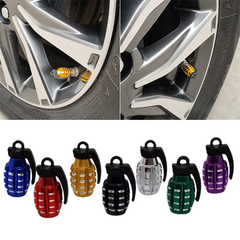 

4PCS Car Tire Valve Caps Grenade Styling Rim Valve Stem Cover Auto Motorcycle Air Dust Cap Valve Stem Cover Nipple Cap Car Decor