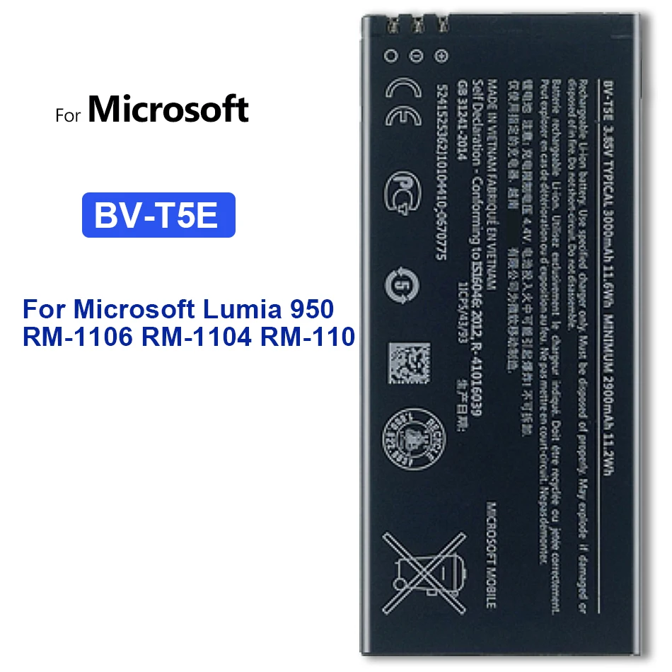 

BV-T5E / BVT5E / BV T5E Mobile Phone Battery For Microsoft Lumia 950 RM-1106 RM-1104 RM-110 Rechargeable High Quality Batteries