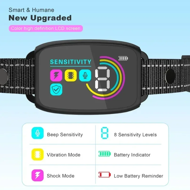 Smart Automatic Anti Barking Dog Collar Waterproof Type C Rechargeable Shock Vibration Stop Bark Collar Pet Dog Training
